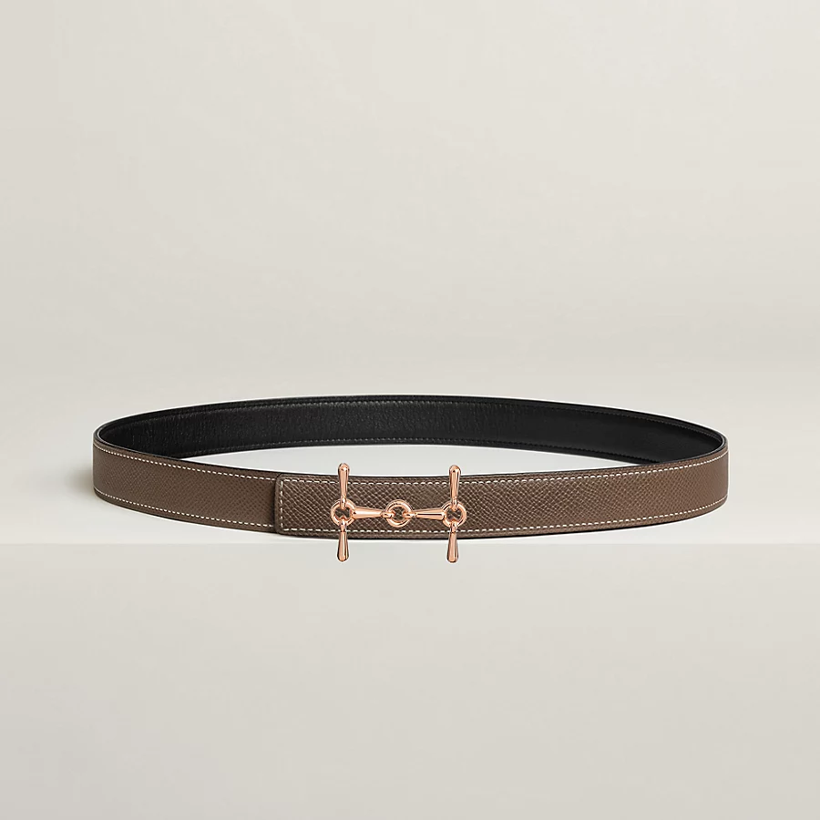 H Equestre belt buckle & Reversible leather strap 24 mm - Image 1